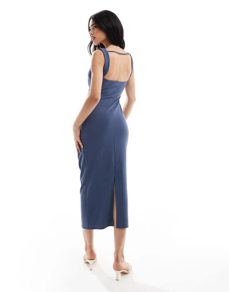 midi rust dress Rust Ribbed Scoop Neck Midi Dress