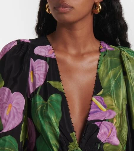 Farm Rio Anthurium floral fringed kaftan 4