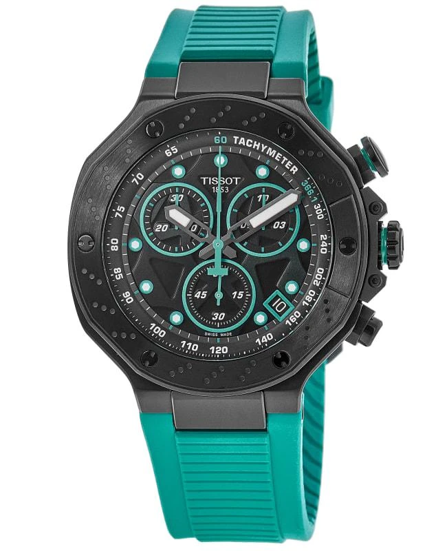 Tissot Tissot T-Race Chronograph Black Dial Green Rubber Strap Men's Watch T141.417.37.051.01 1