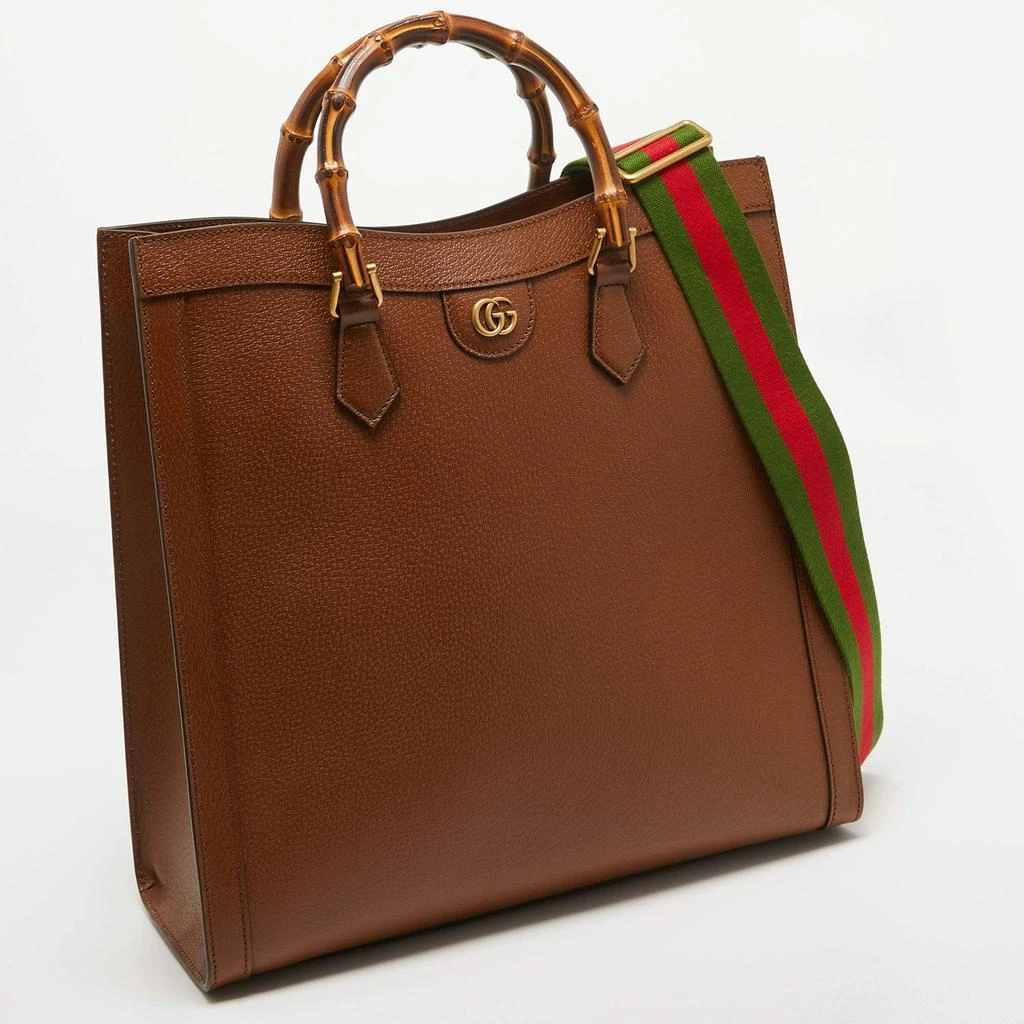 Gucci Gucci Brown Leather Large Bamboo Diana Tote 4