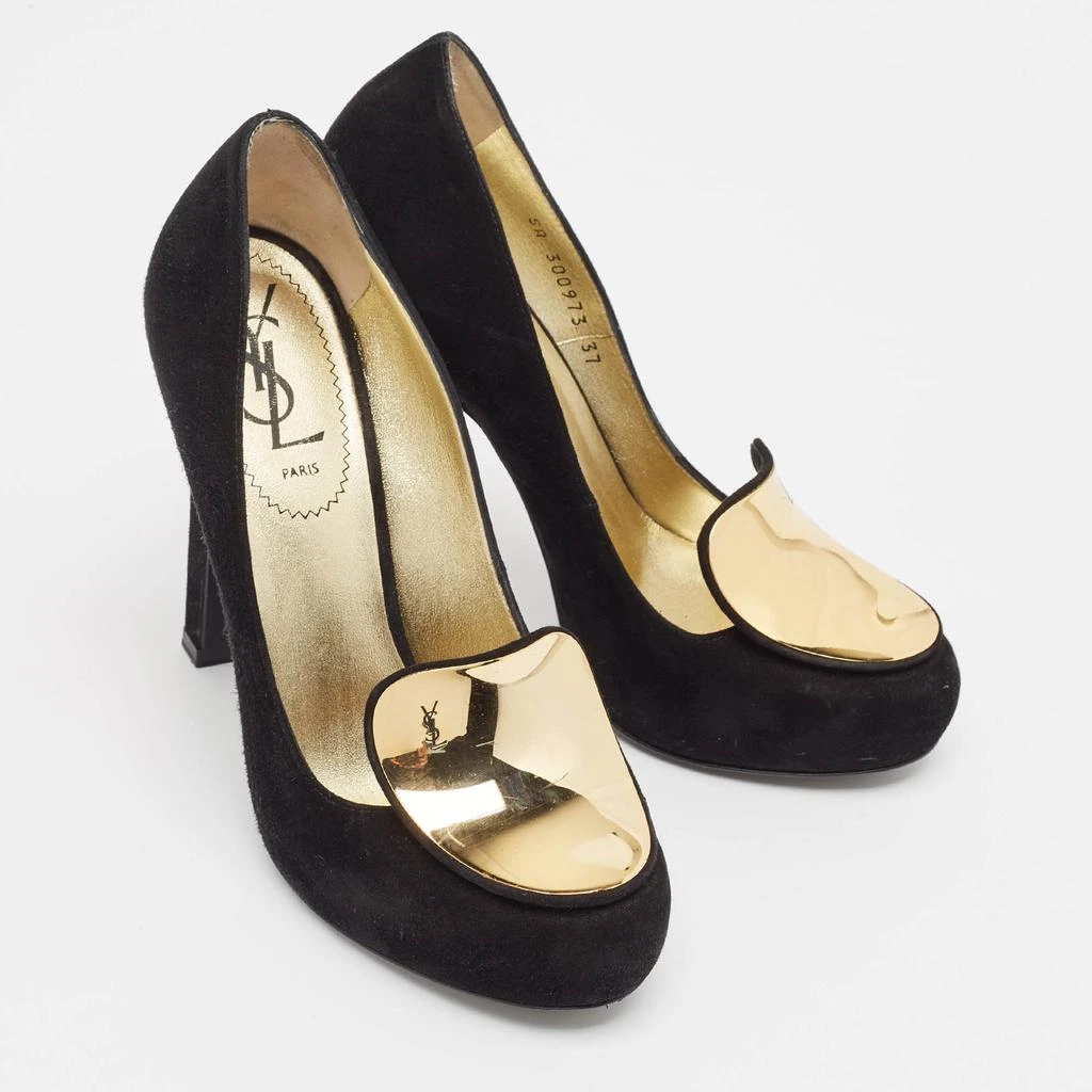 Yves Saint Laurent Yves Saint Laurent Black Suede Round Toe Pumps Size 37 4