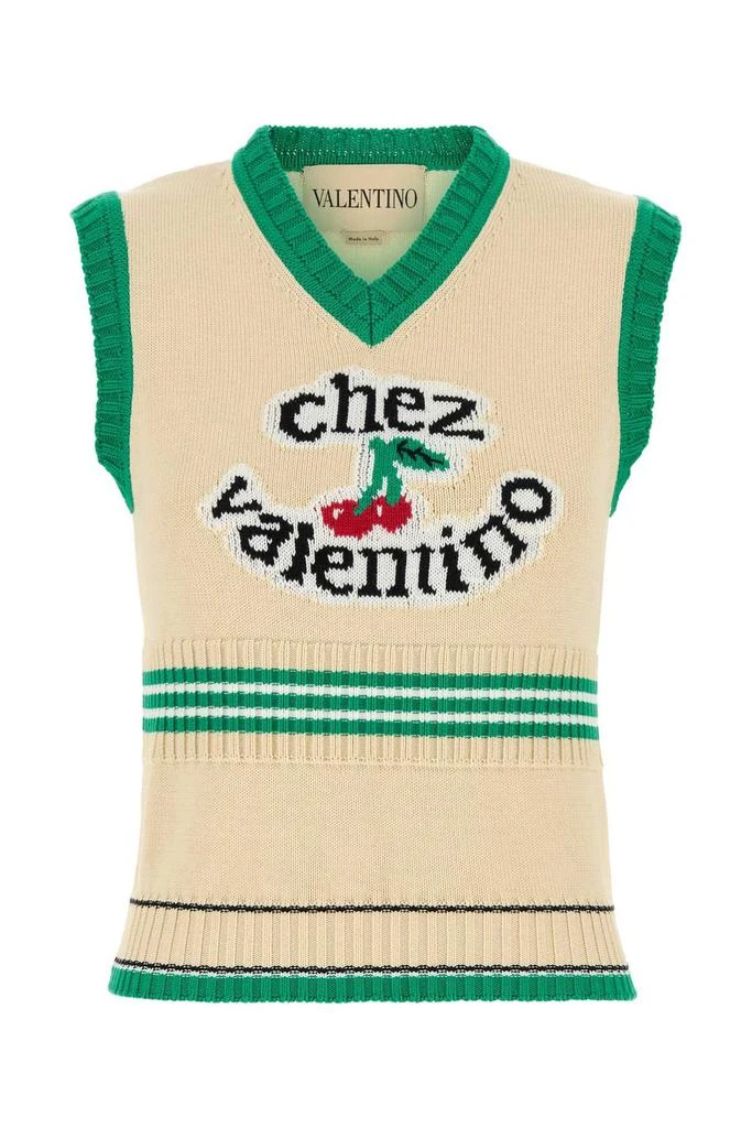 Valentino Valentino Chez Stripe Detailed V-Neck Vest from Cettire