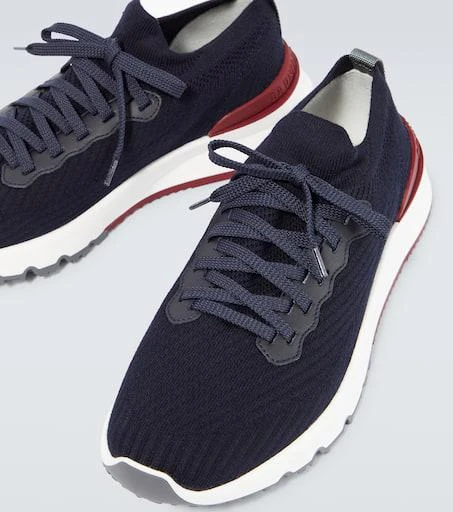 Brunello Cucinelli Knitted leather-trimmed sneakers 3