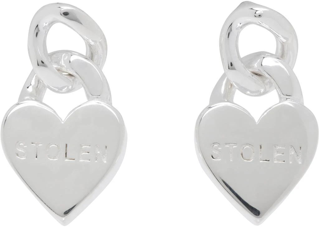 Stolen Girlfriends Club Silver Mini Love Chain Earrings 1