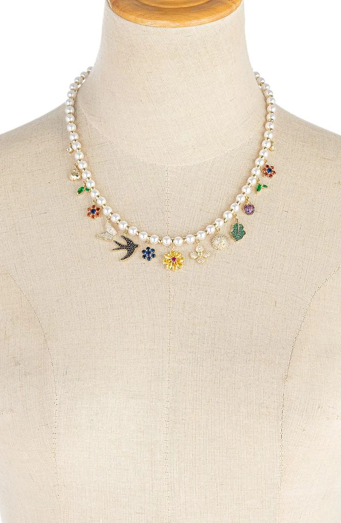 EYE CANDY LOS ANGELES Juliet CZ Charm & Imitation Pearl Necklace 2