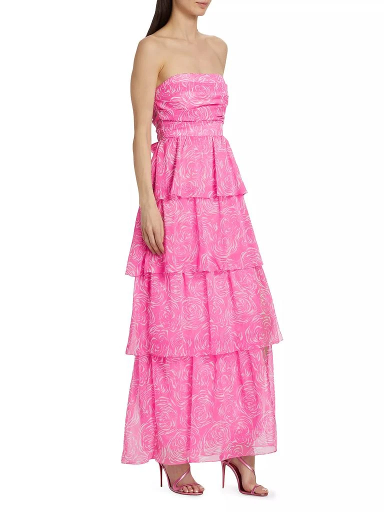 Amanda Uprichard Gaston Tiered Floral Strapless Maxi Dress 4