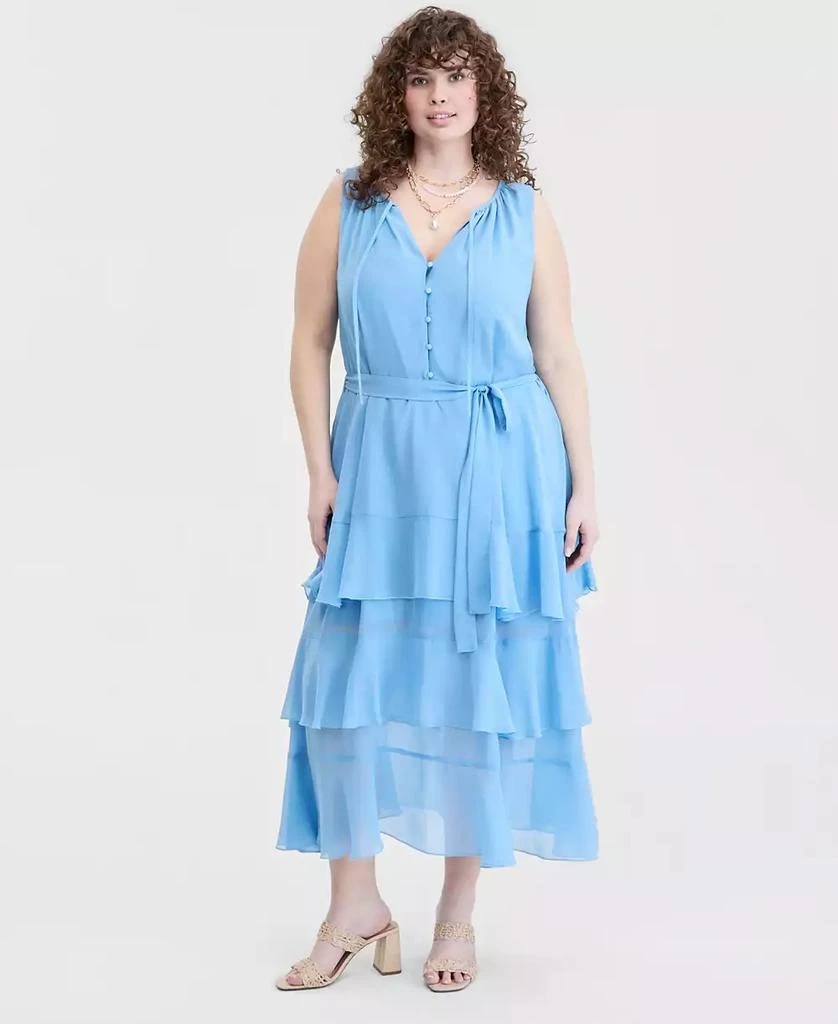 knee length dresses for ladies Laurel Twofer Midi Dress – Mixed Media Knit Dress