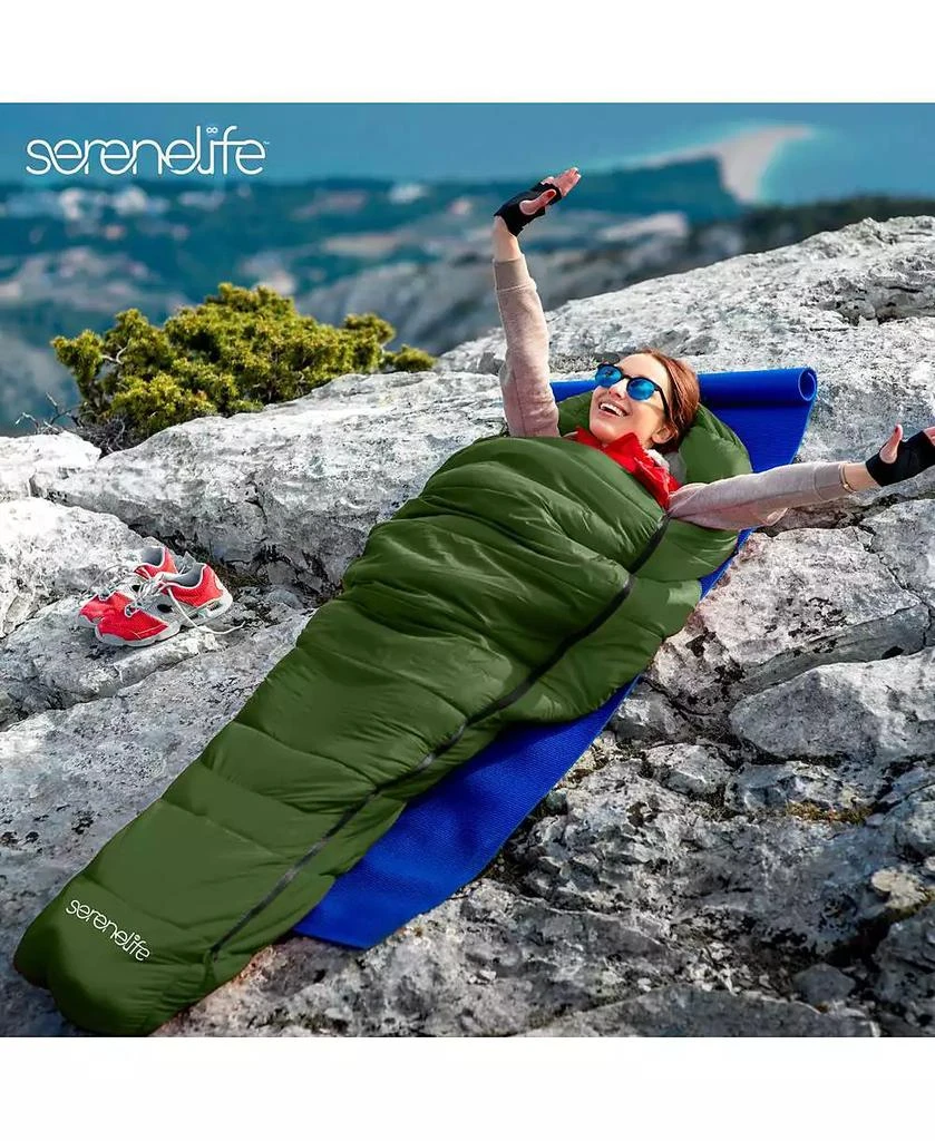 SereneLife Mummy Sleeping Bag With Travel Pillow and Compression Sack (Green) 2