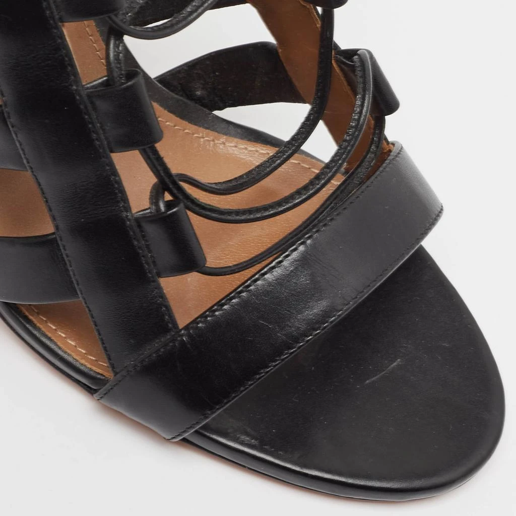 Aquazzura Aquazzura Black Leather Amazon Ankle Wrap Sandals Size 38 7