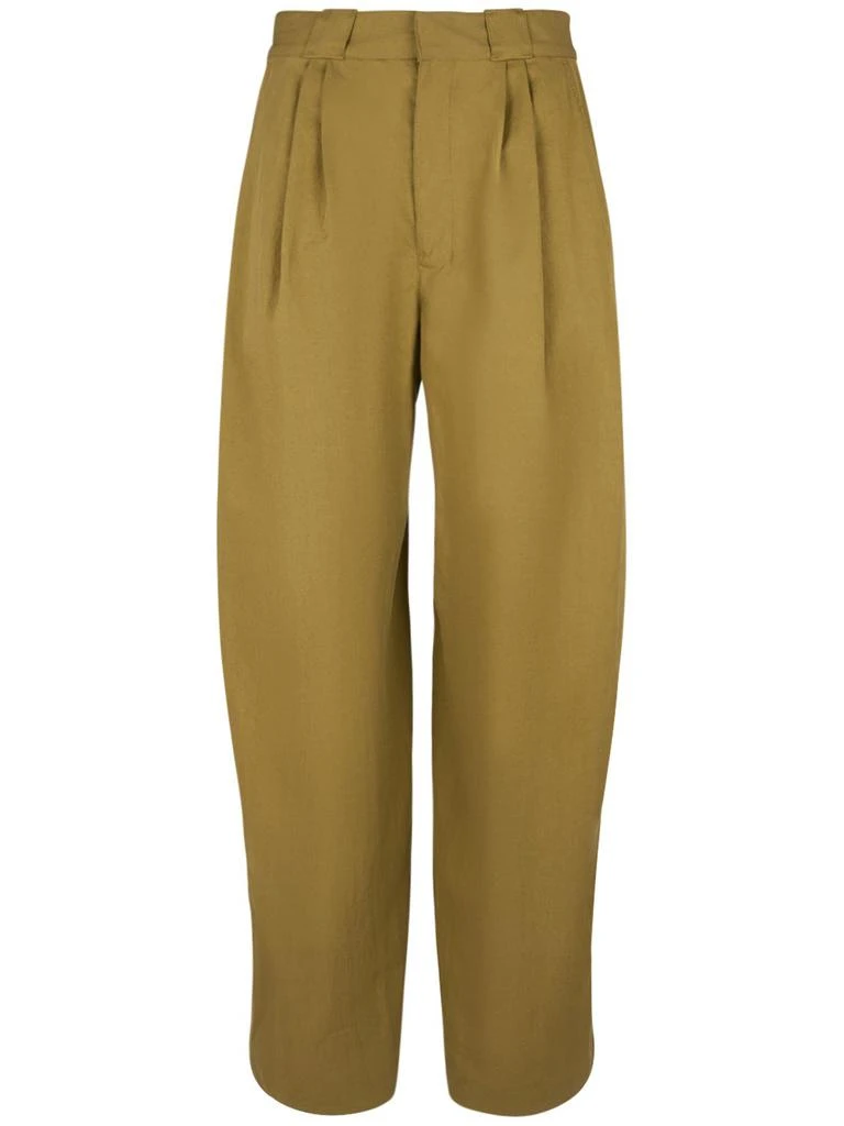 Lemaire Wide Leg Pleated Cotton Pants 1