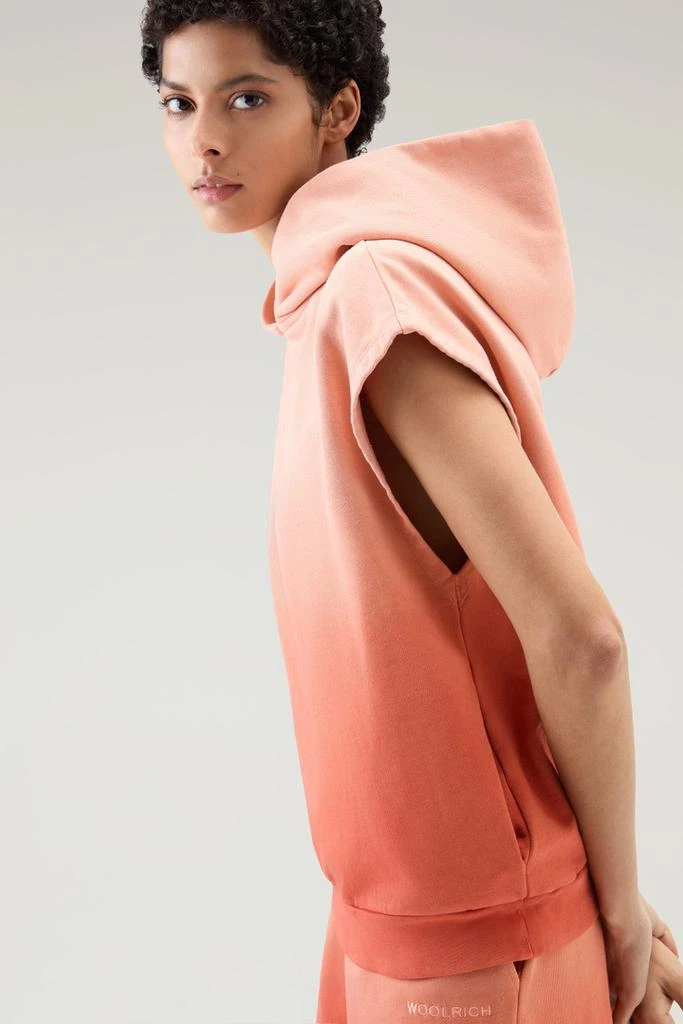 WOOLRICH Sleeveless Hoodie in Garment-Dyed Pure Cotton - Women - Pink 4