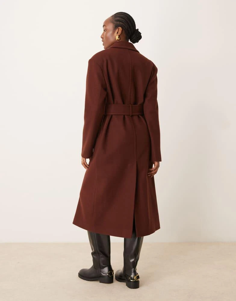 Miss Selfridge Miss Selfridge belted wrap formal coat in chocolate 4