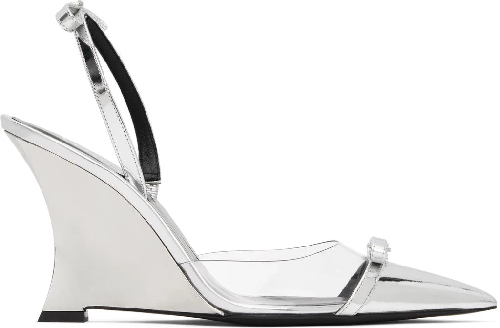 Versace Silver Gianni Ribbon Metallic Wedge 95mm Heels 1