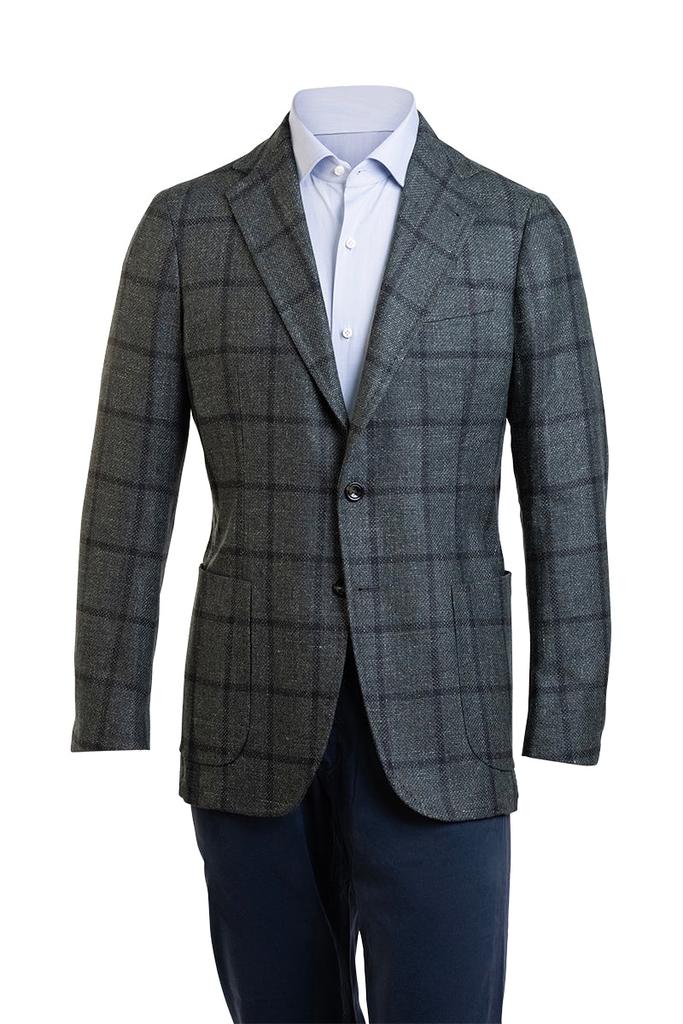 Shop Sartorio Windowpane Virgin Wool-Silk-Linen Sport Jacket in