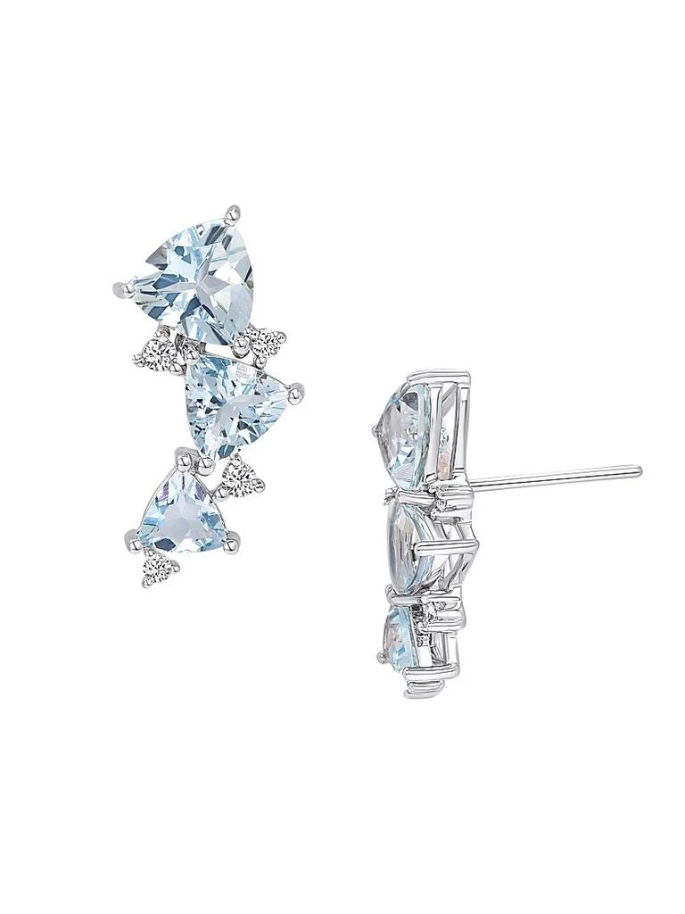 HUEB Mirage 18K White Gold, Diamond 
Aquamarine Crawler Earrings 2