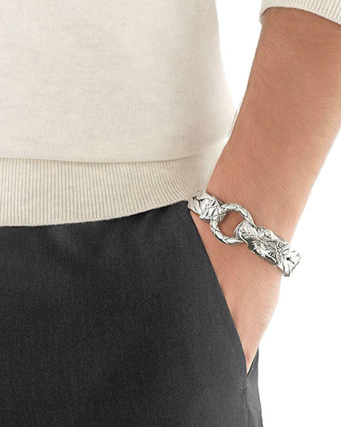 John Hardy Men's Naga Silver Dragon Head Bracelet on Fishtail Chain