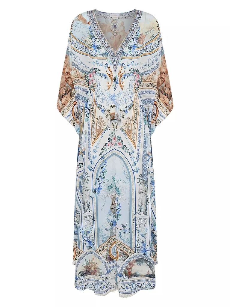 Camilla Floral Silk V-Neck Caftan 1