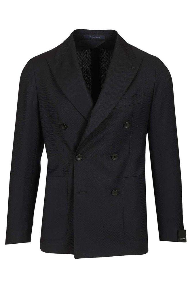 TAGLIATORE Tagliatore Double-Breasted Herringbone Blazer