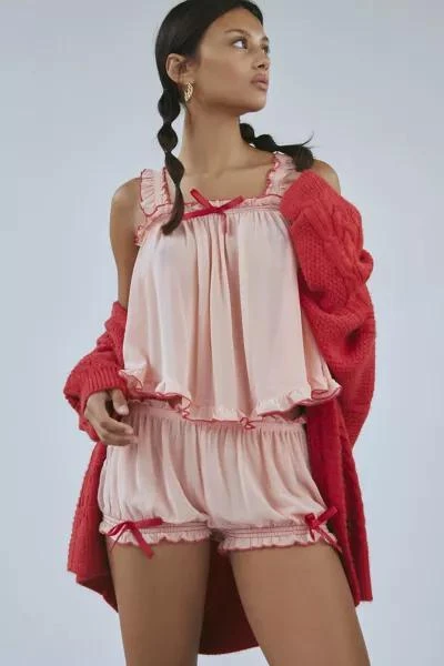 Out From Under Out From Under Colette Sheer Ruffle Tank Top & Bloomer Short Set 1
