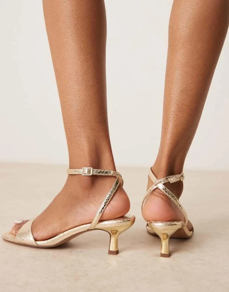 ASOS ASOS DESIGN Wide Fit Heart Throb barely there kitten heel sandals in gold 3