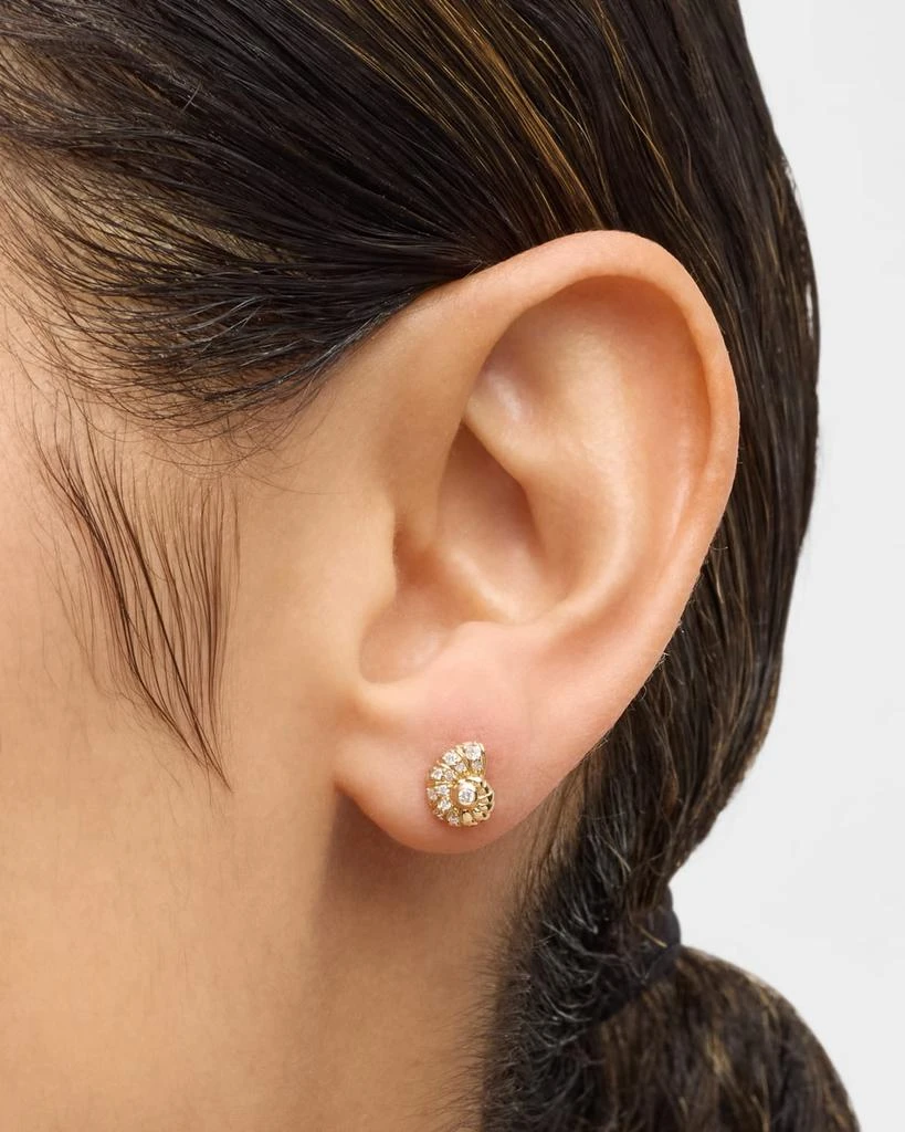 Sydney Evan 14k Yellow Gold Nautilus Shell Stud Earrings With Diamonds 2