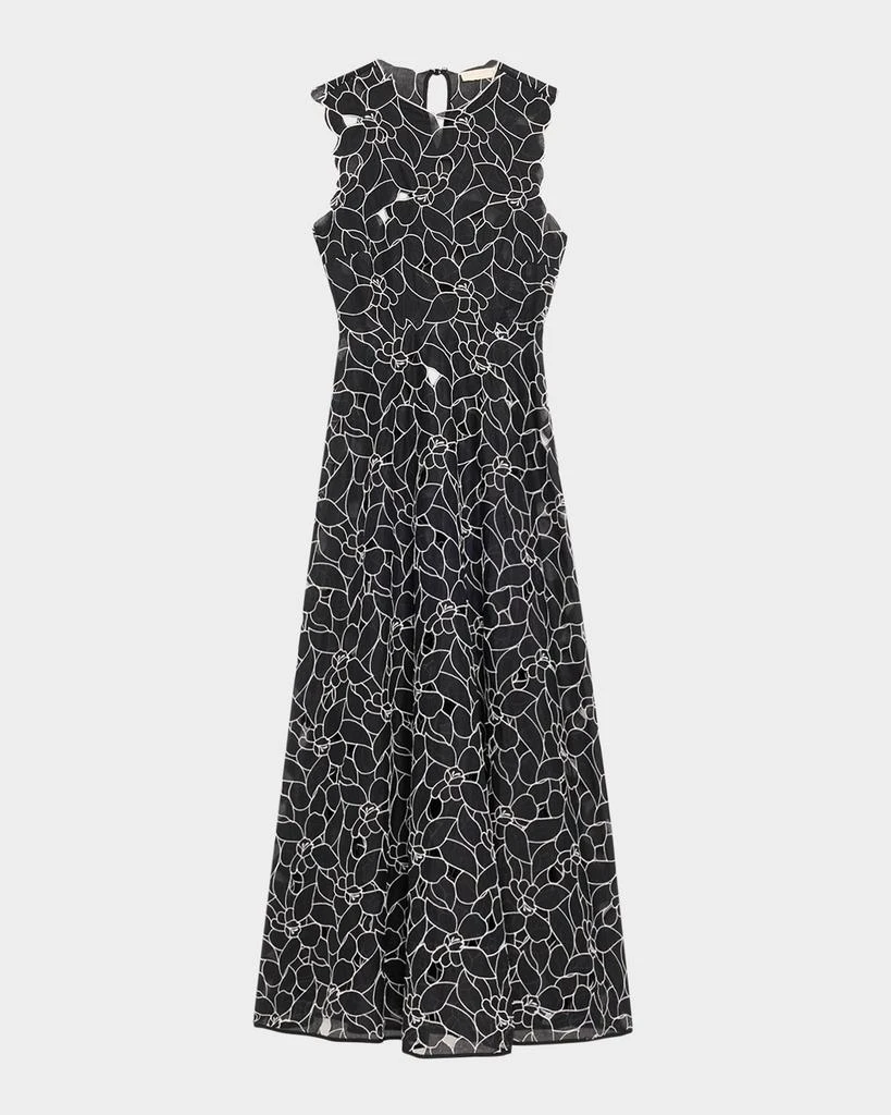 green emerald velvet dress Eloisa Corded Lace Dress - Chalk White Sleeveless Midi Dress main image 0