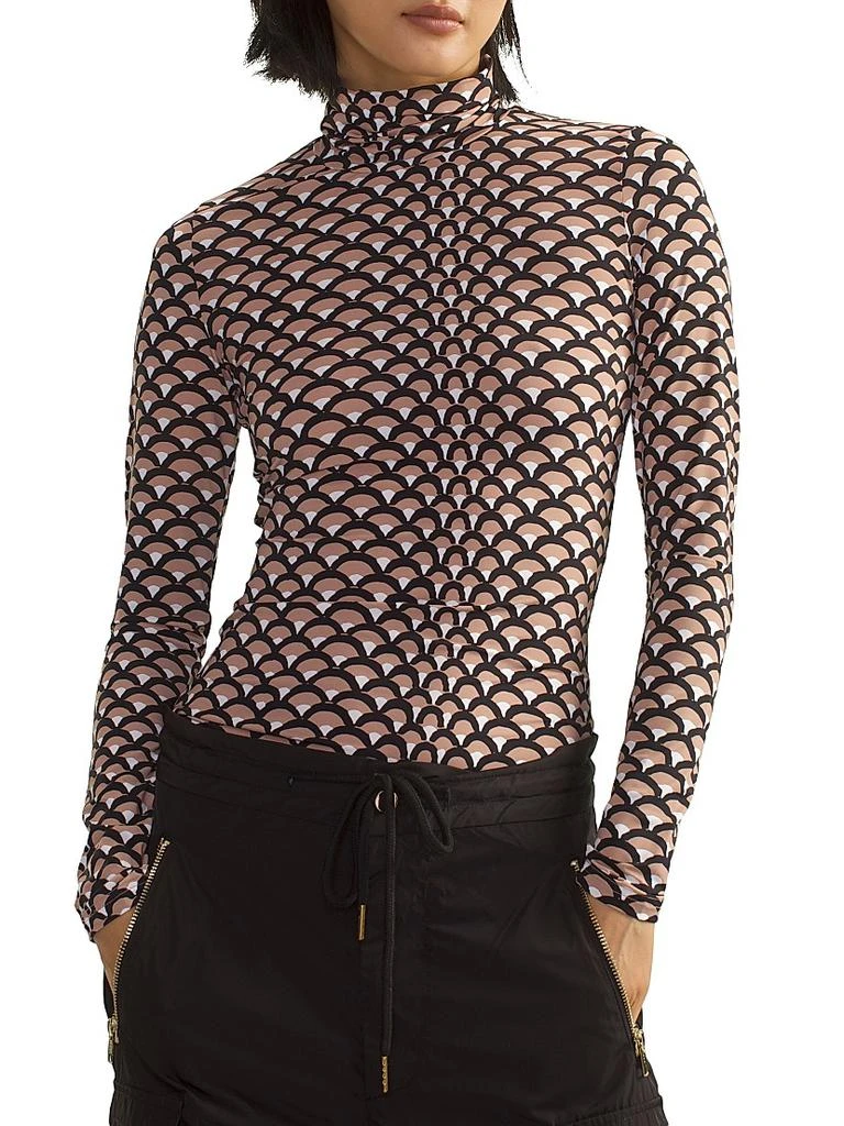 Cynthia Rowley Fan Printed Mock Turtleneck Top 1