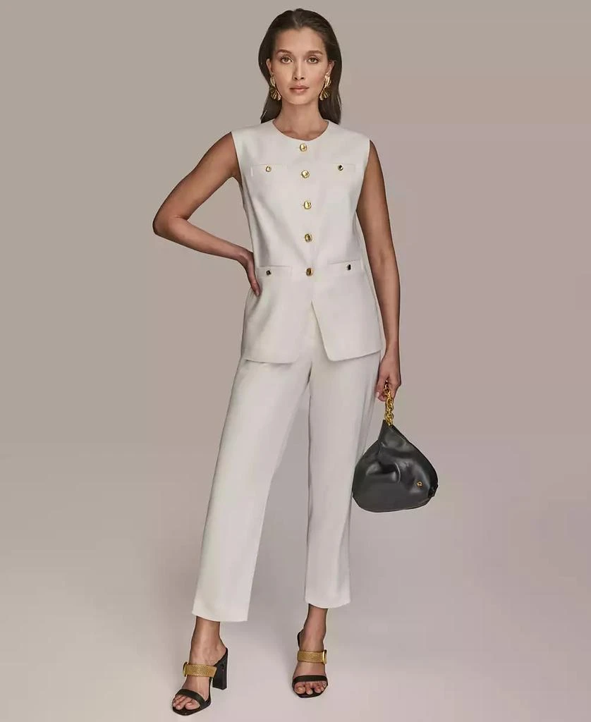 Donna Karan Women's Linen-Blend Collarless Vest 6