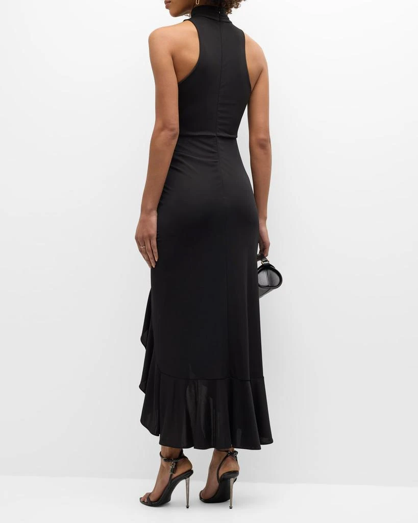 Cinq a Sept Antonia Sleeveless Draped Mock-Neck Ruffle Slit Midi Dress 4