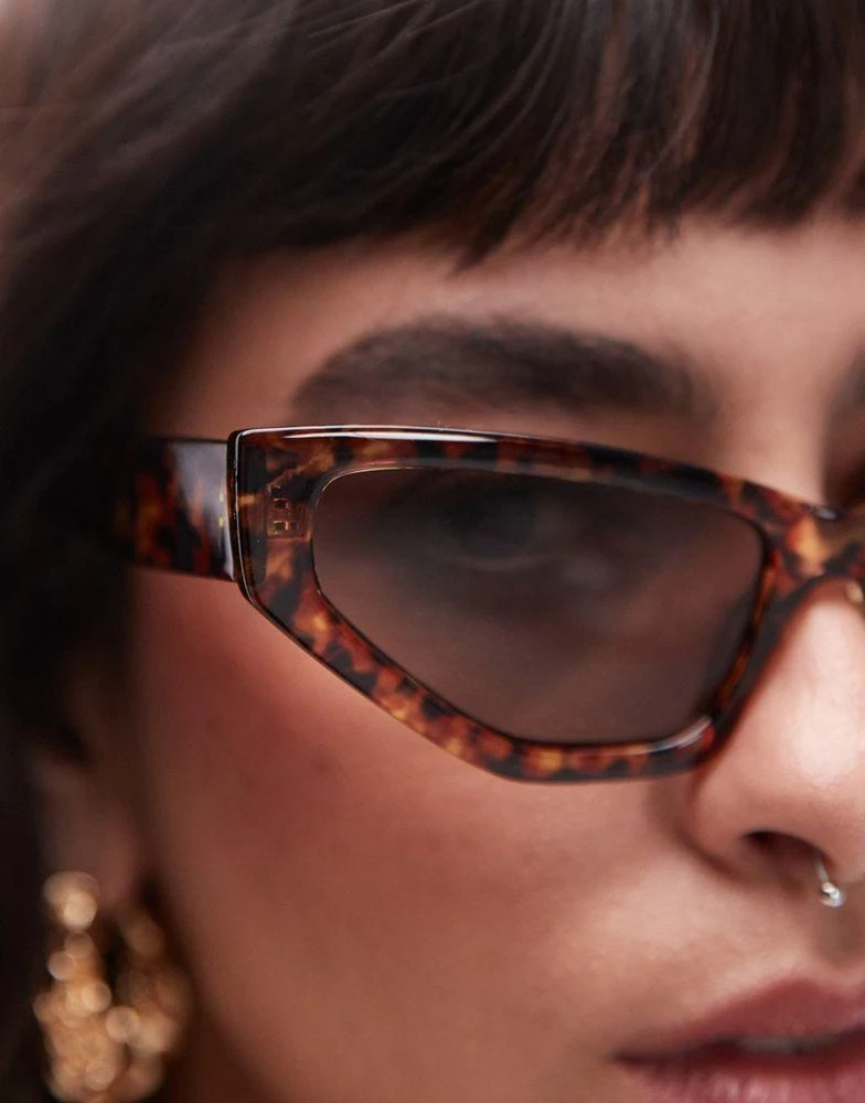 Topshop Topshop Poppy angular cat eye sunglasses in tort 3