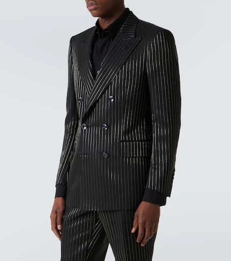 Tom Ford Striped wool and silk lamé blazer 3