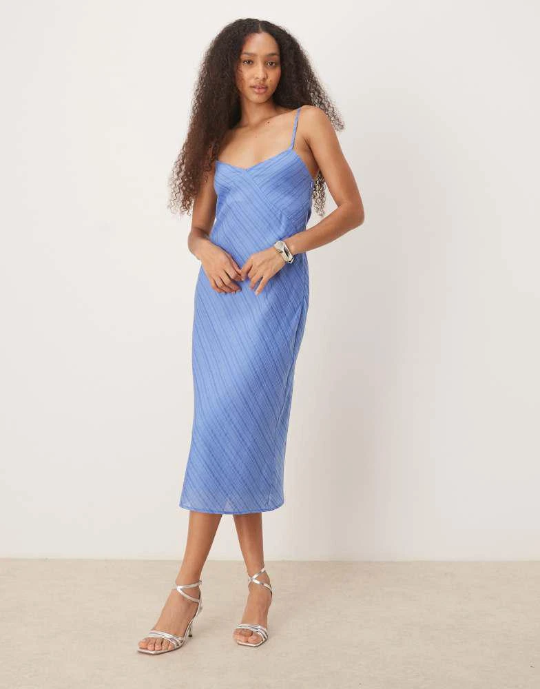 Motel elayna chiffon stripe midi dress in blue