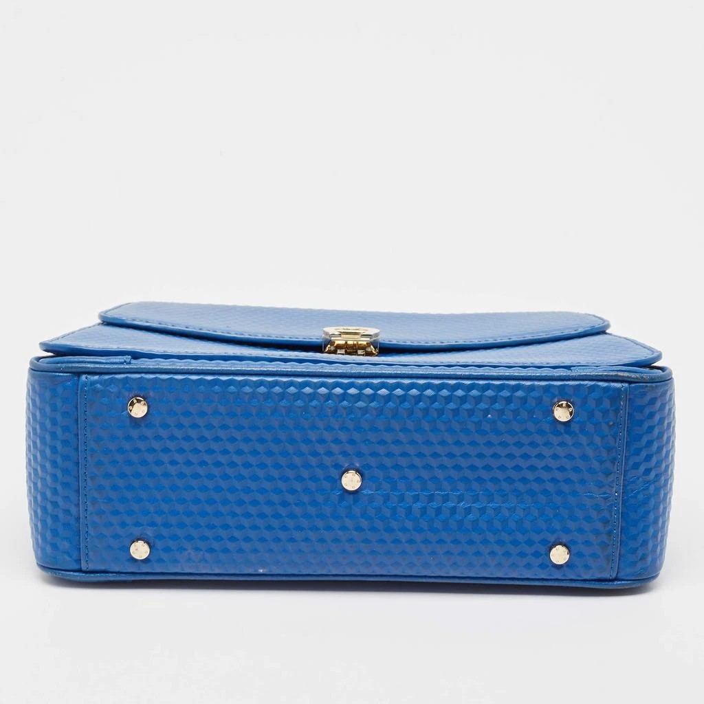 Aigner Aigner Blue Embossed Leather Genoveva M Top Handle Bag 9