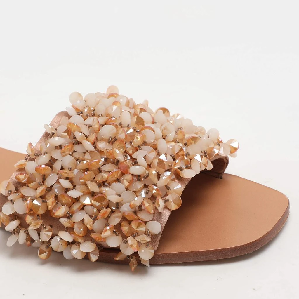Tory Burch Tory Burch Beige Satin Embellished Logan Slide Sandals Size 39.5 7