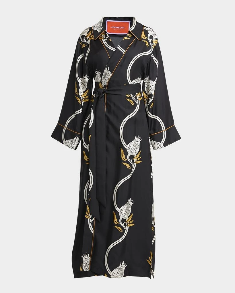 LA DOUBLE J Midnight Silk Twill Maxi Wrap Dress 1