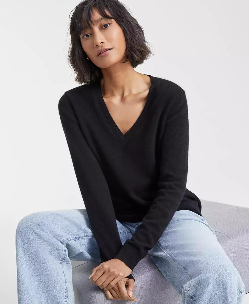 Charter Club 100% Cashmere Women's V-Neck Long-Sleeve Sweater, Regular & Petites, Created for Macy's