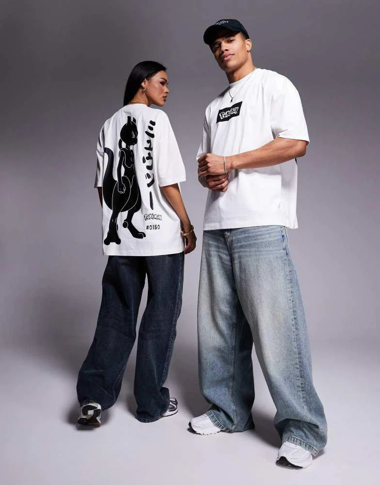 ASOS ASOS DESIGN Pokemon unisex oversized t-shirt with Mewtwo prints in off white 3