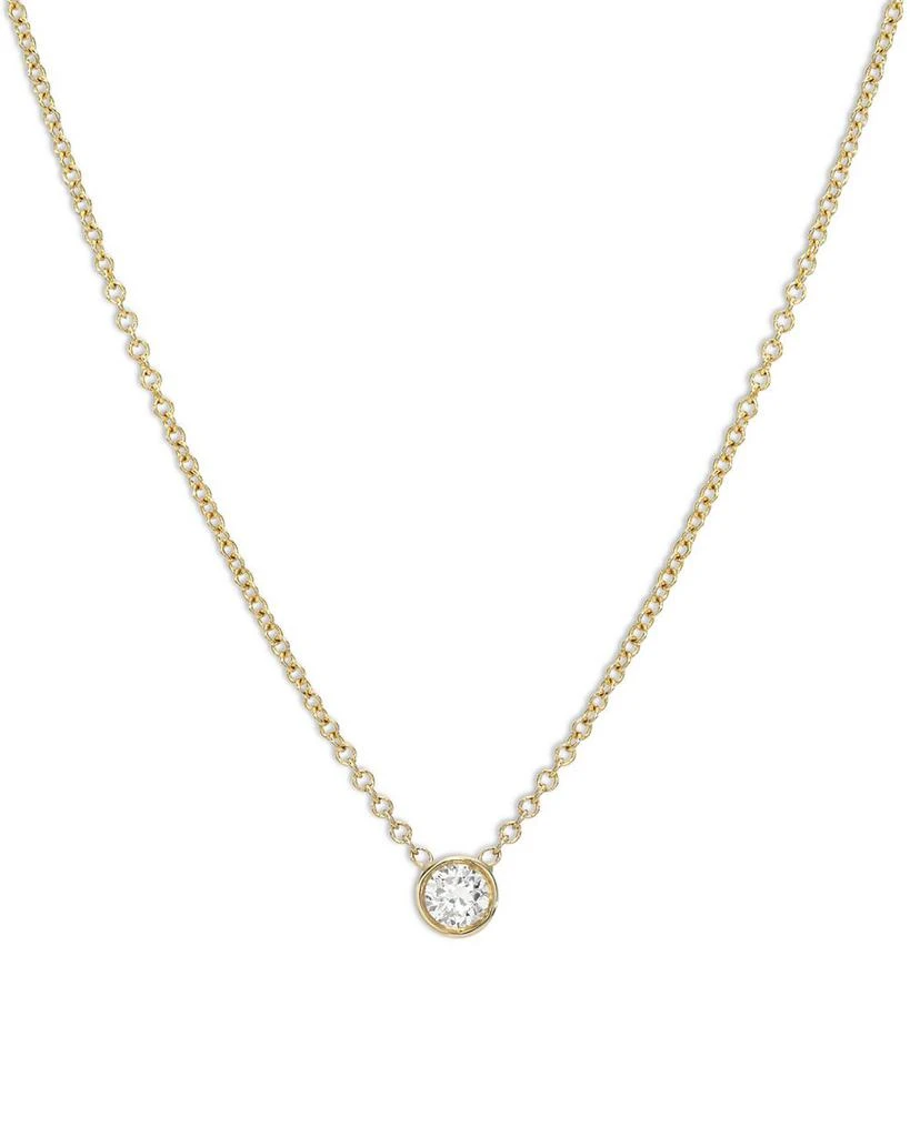 Zoe Lev 14K Yellow Gold Diamond Bezel Fine Link Pendant Necklace, 16-18" 1