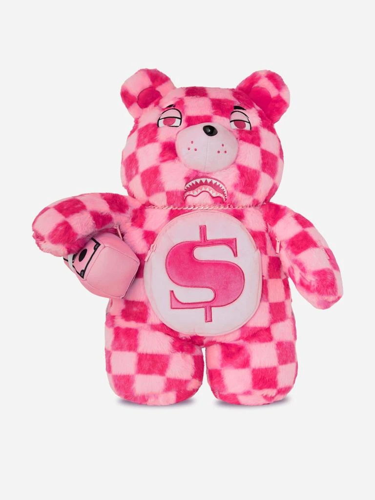 SprayGround Sprayground Girls Fur Check Money Bear Backpack in Pink (63cm)