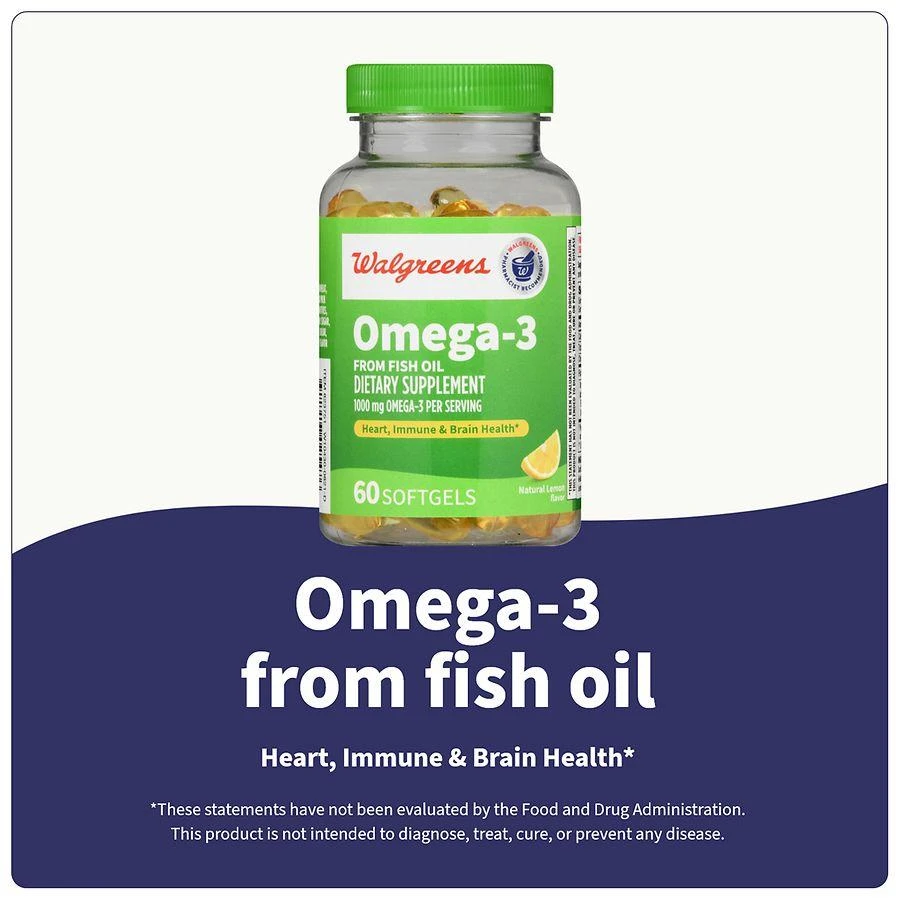 Walgreens Omega-3 Softgels (60 days) Natural Lemon 6