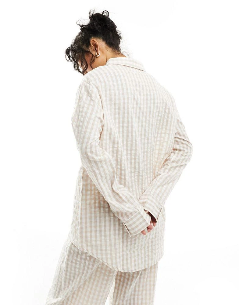 Luna Luna Mix&Match oversized pyjama shirt in beige gingham 4