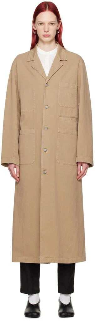 MM6 Maison Margiela Beige Embroidered Denim Coat 1