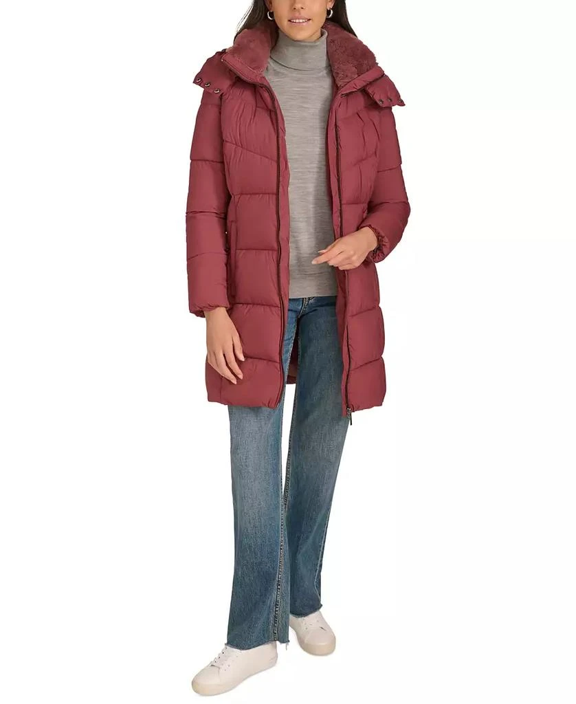 Calvin Klein Women's Hooded Faux-Fur-Lined Midi Puffer Coat 9