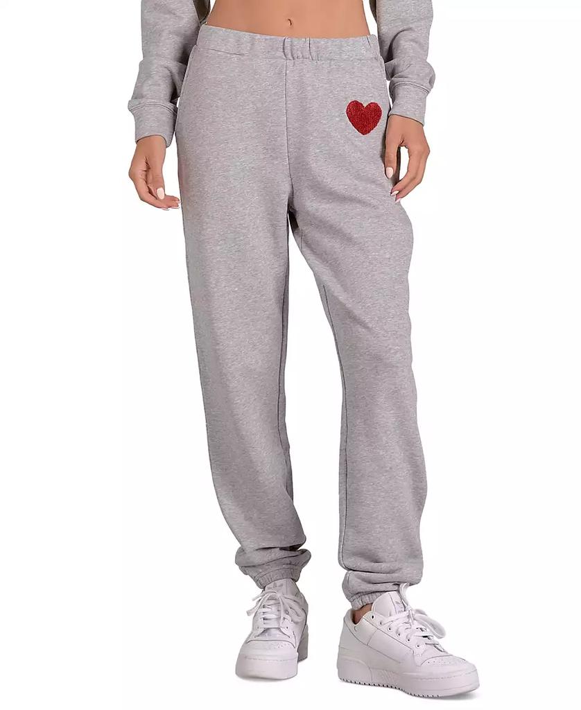 Elan Women's Cotton High-Rise Heart-Graphic Cotton Sweatpants