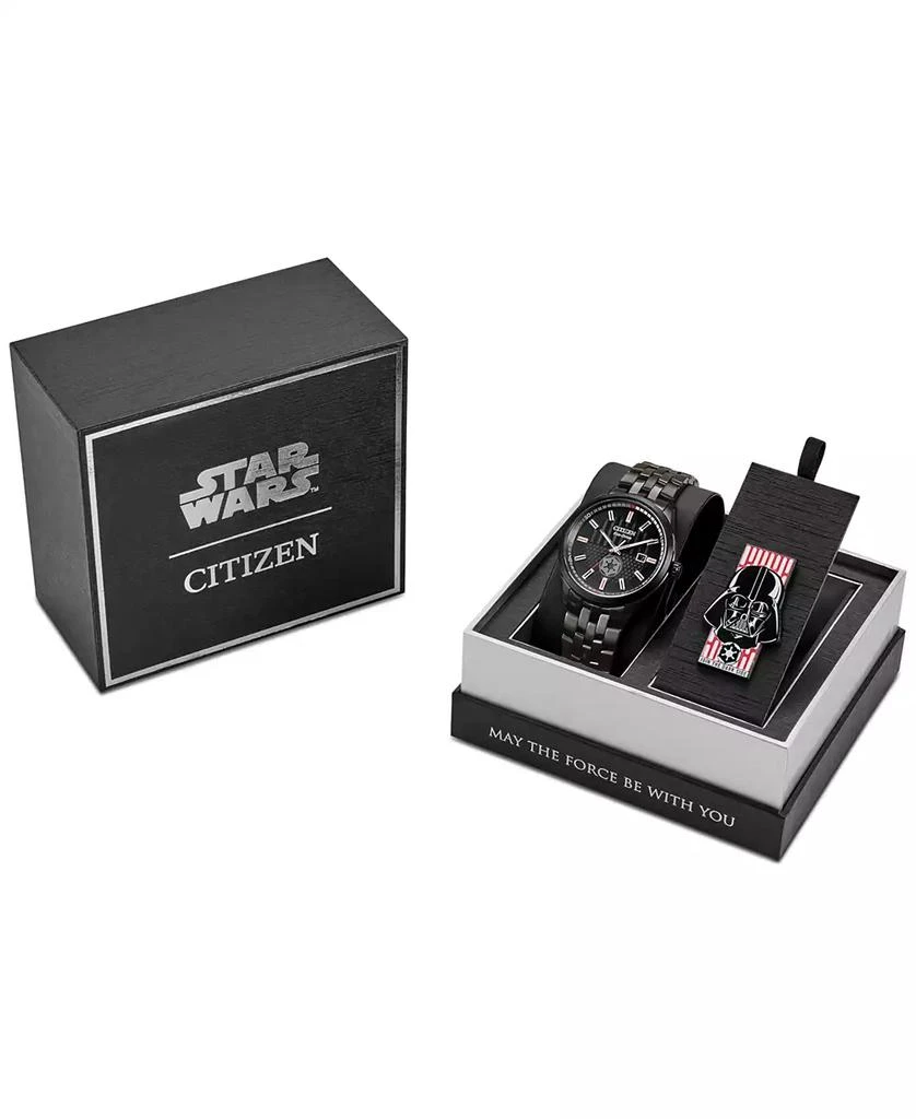 Citizen Eco-Drive Men's Star Wars Darth Vader Black-Tone Stainless Steel Bracelet Watch 41mm Gift Set 6