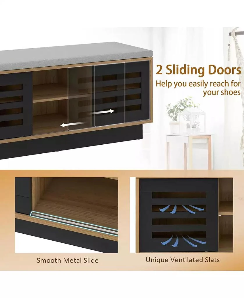Costway Shoe Storage Bench with Cushion and Shoe Rack Organizer for Entryway 5