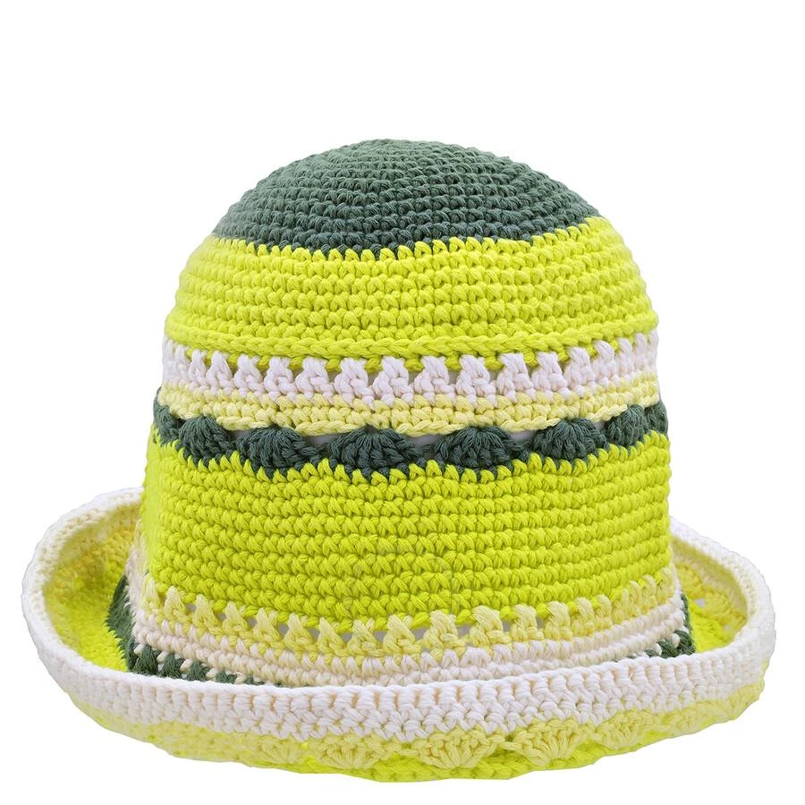 Ganni Ladies Tender Shoots Cotton Crochet Bucket Hat 3
