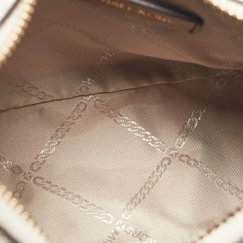 Michael Kors Michael Kors White/Brown Signature Coated Canvas and Leather Jet Set Charm Pochette Bag 7
