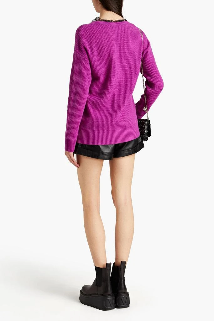 REDVALENTINO Lace-trimmed ribbed-knit sweater 3