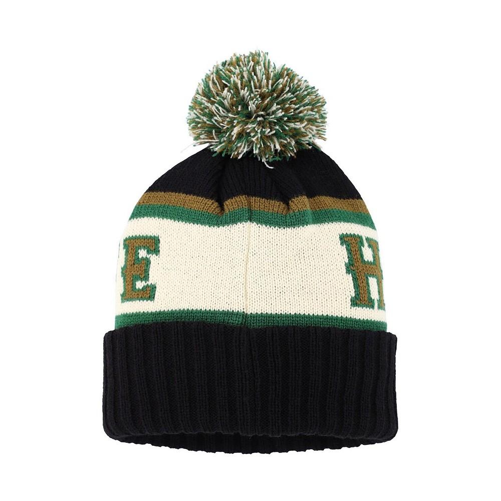 American Needle Men's Black Distressed Miller Pillow Line Cuffed Knit Hat with Pom